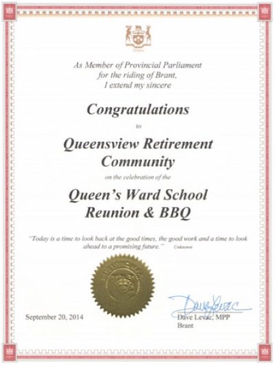 Queensview Retirement Community Award 2014